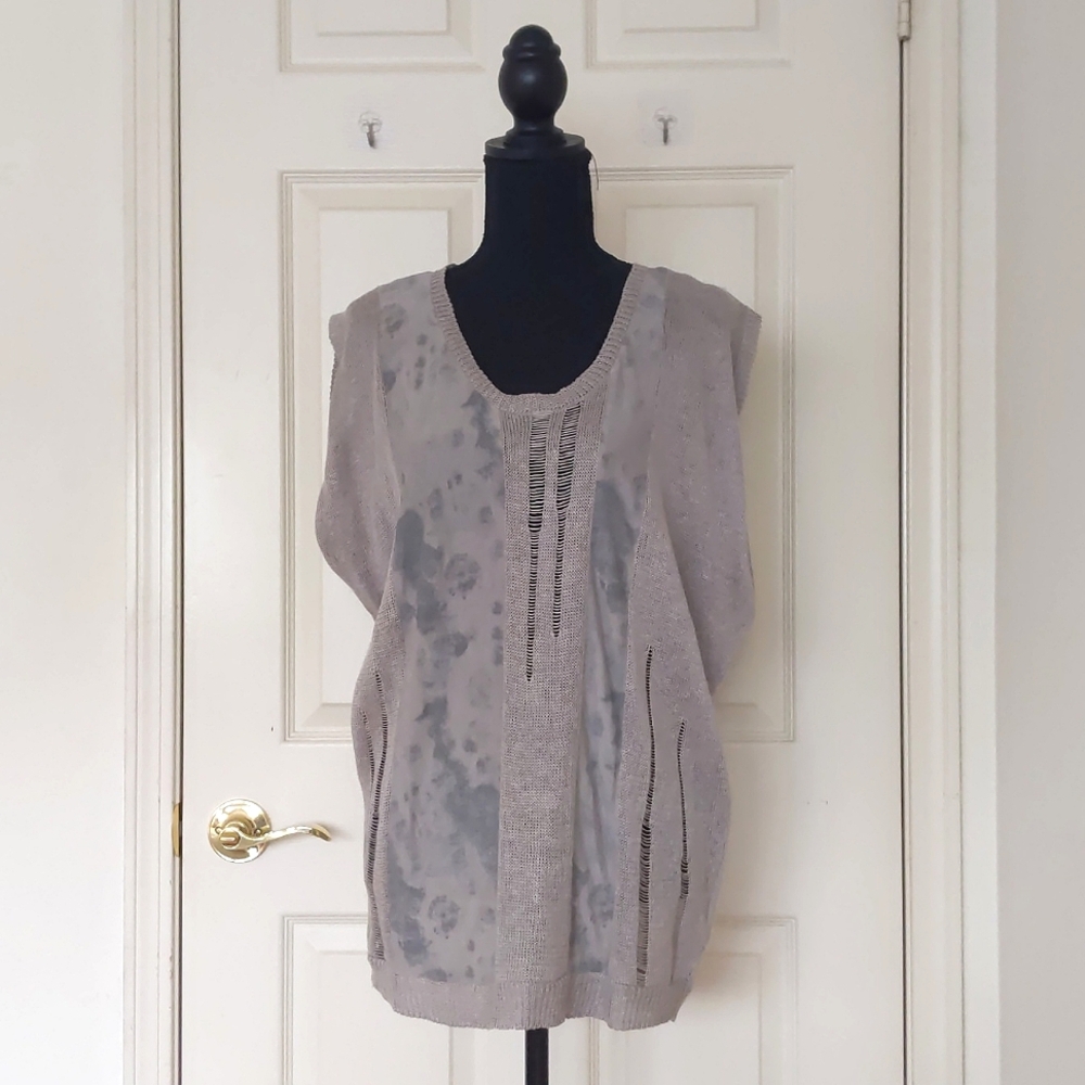 NWOT. Graham & Spencer 100% Linen Multi Materials Design Sleeveless Knit Tunic.